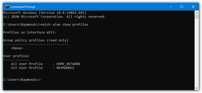 Netsh wlan show profiles