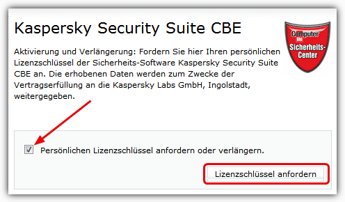 Lizenzschlüssel anfordern