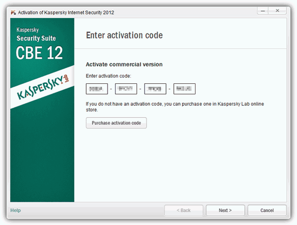 Kaspersky CBE Enter activation code