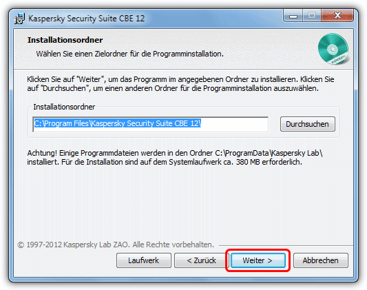 Kaspersky CBE Install Location