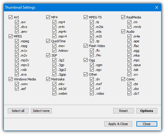 Codec tweak tool thumbnail settings