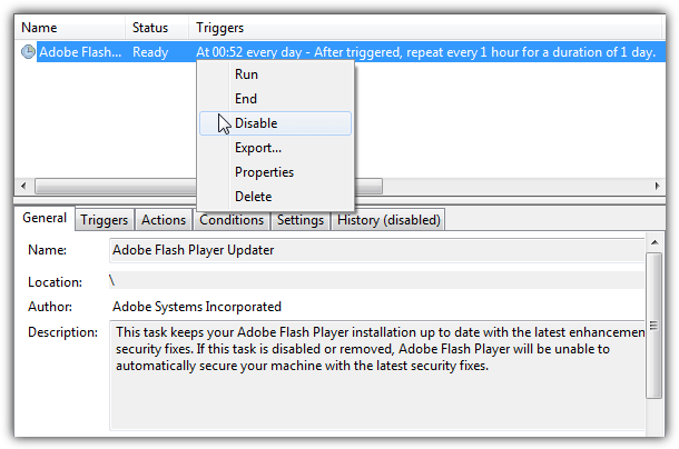 disable flash task