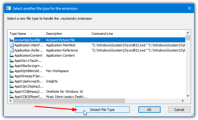 Filetypesman detach file type