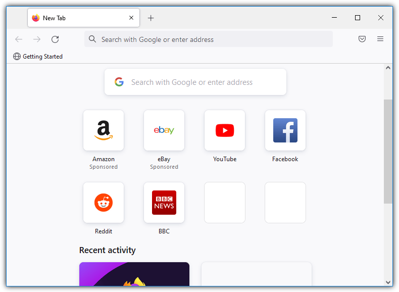 Firefox new tab page 1