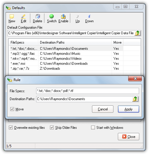 intelligent copier defaults