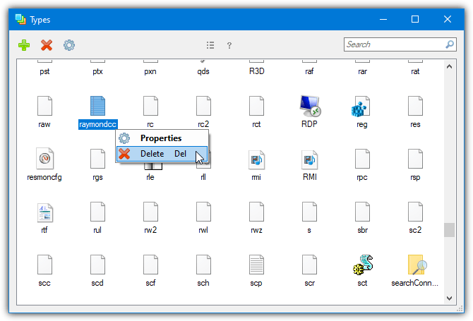 Types remove file type 1