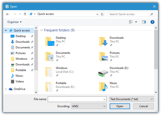 windows 10 frequent folders
