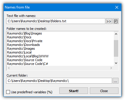 Xmd names from file