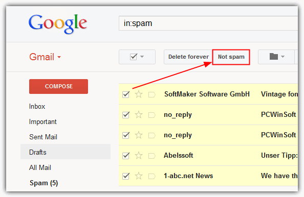 How to train gmail spam filter sensitivity