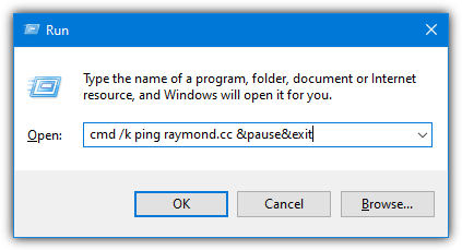 Command run dialog