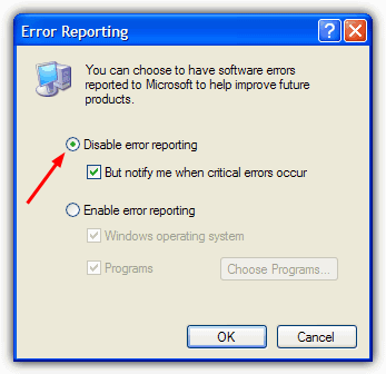 disable error reporting