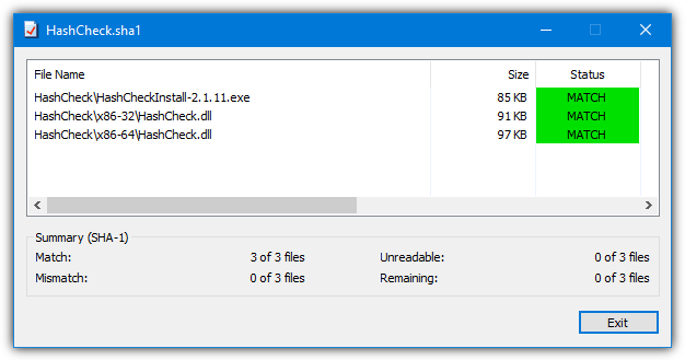 hashcheck verify files