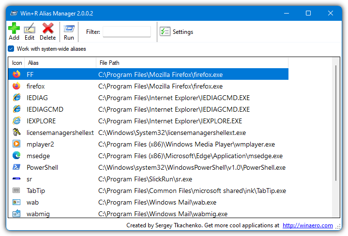 Winr alias manager 1