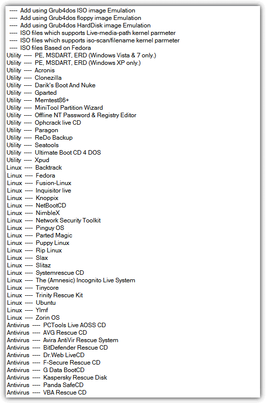 xboot ISO supported list