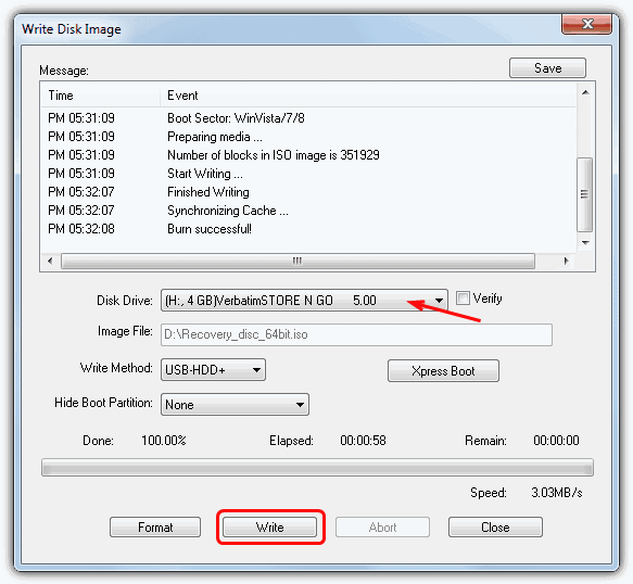 UltraISO Write Disk Image