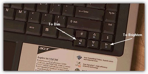 Shortcut key adjust LCD screen brightness