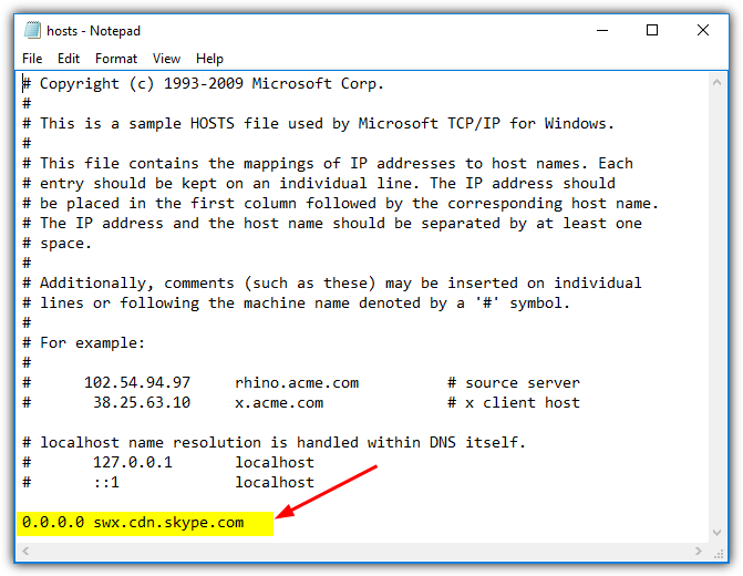 block skype in hosts