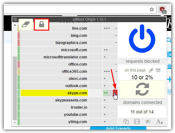 block skype domain in ublock origin