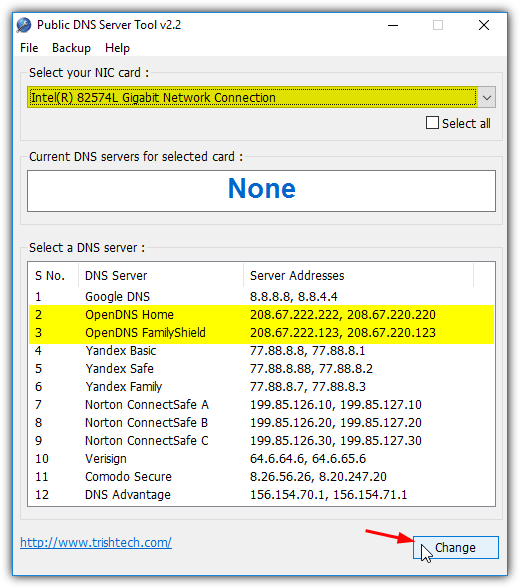 use opendns with dns server tool