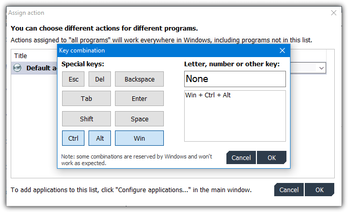 Gmote key combination