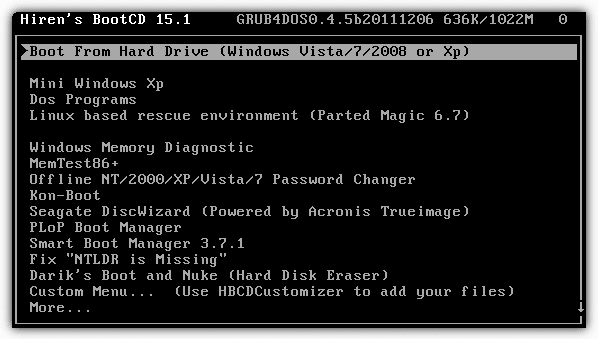 hiren's bootcd menu