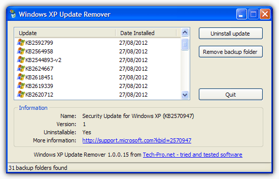 Windows XP Update Remover