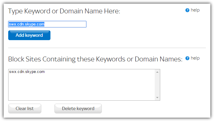 router site and keyword blocking