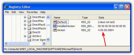 uninstall directx registry