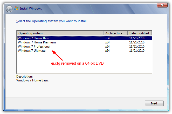 windows 7 dvd eicfg removed