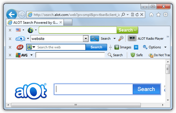Toolbars in Internet Explorer