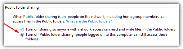 turn off public folder sharing