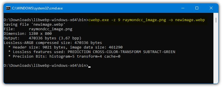 Compress webp with cwebp