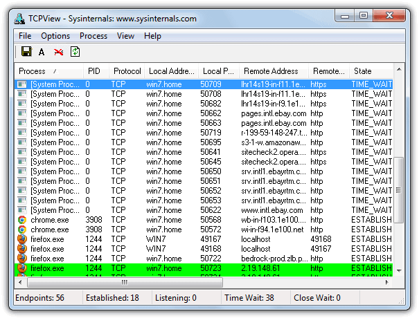 Sysinternals TCPView