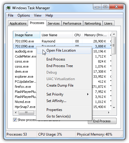 open file location