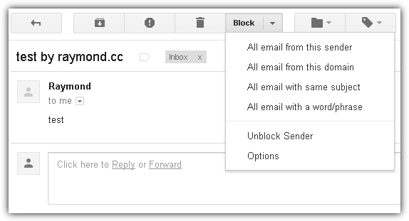 block sender button