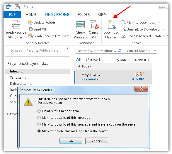 outlook download headers