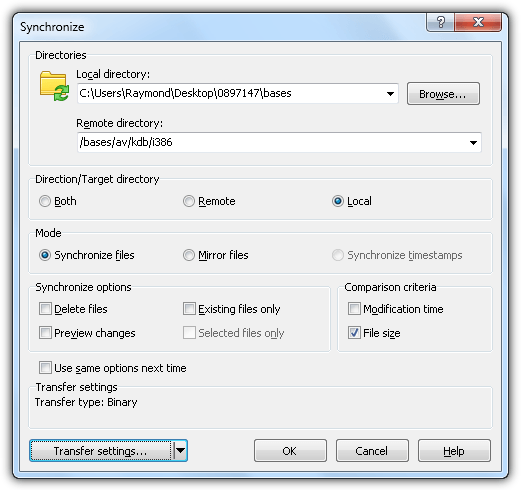 winscp synchronize