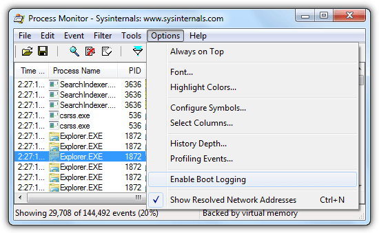 enable boot logging