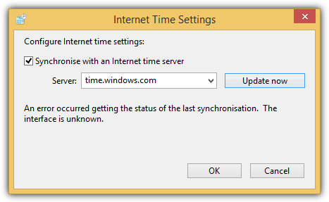 error synchronize time server