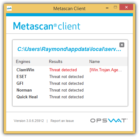 metascan threat detected