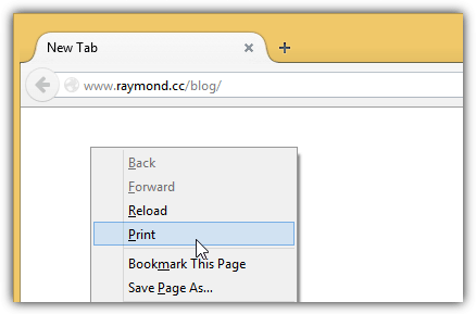 print context menu