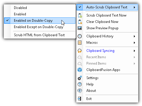 auto scrub clipboard text on double copy