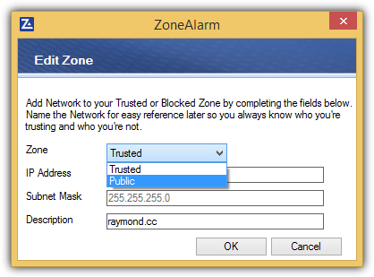 zonealarm edit zones