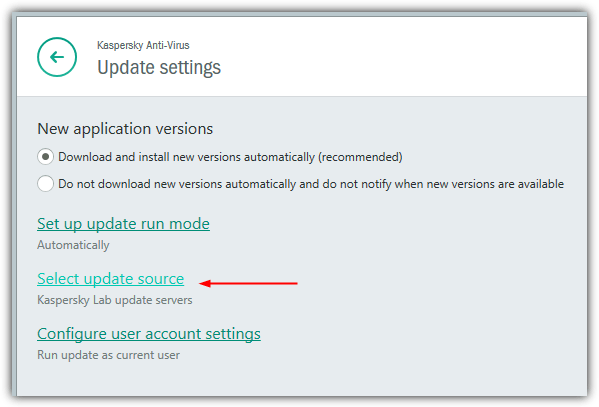 kaspersky select update source