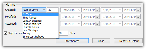 searchmyfiles search options
