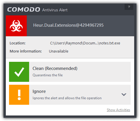 comodo dual extension