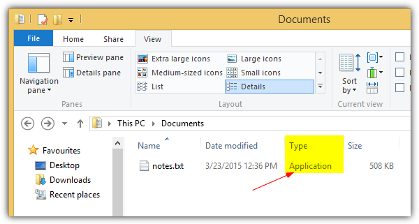 application type in explorer