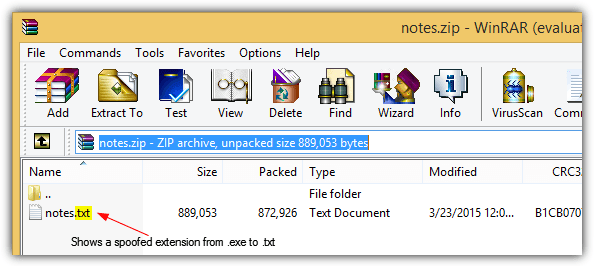 winrar spoofed extension