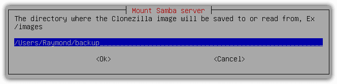 clonezilla save directory