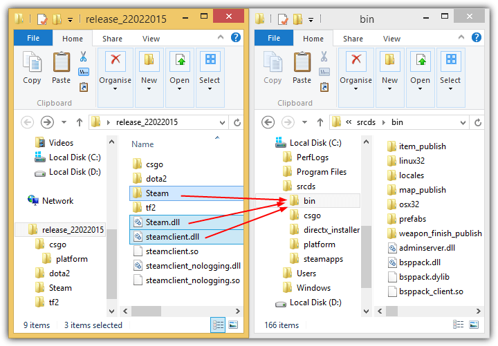 copy steam.dll steamclient.dll